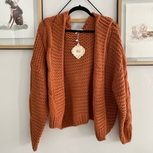 Orange knit cardigan